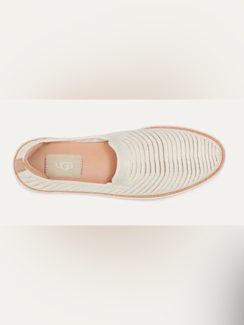 New UGG Sz 6.5 6 1/2 Women's Sammy Slip On White Rib Knit Minimalist Comfort - Picture 5 of 16